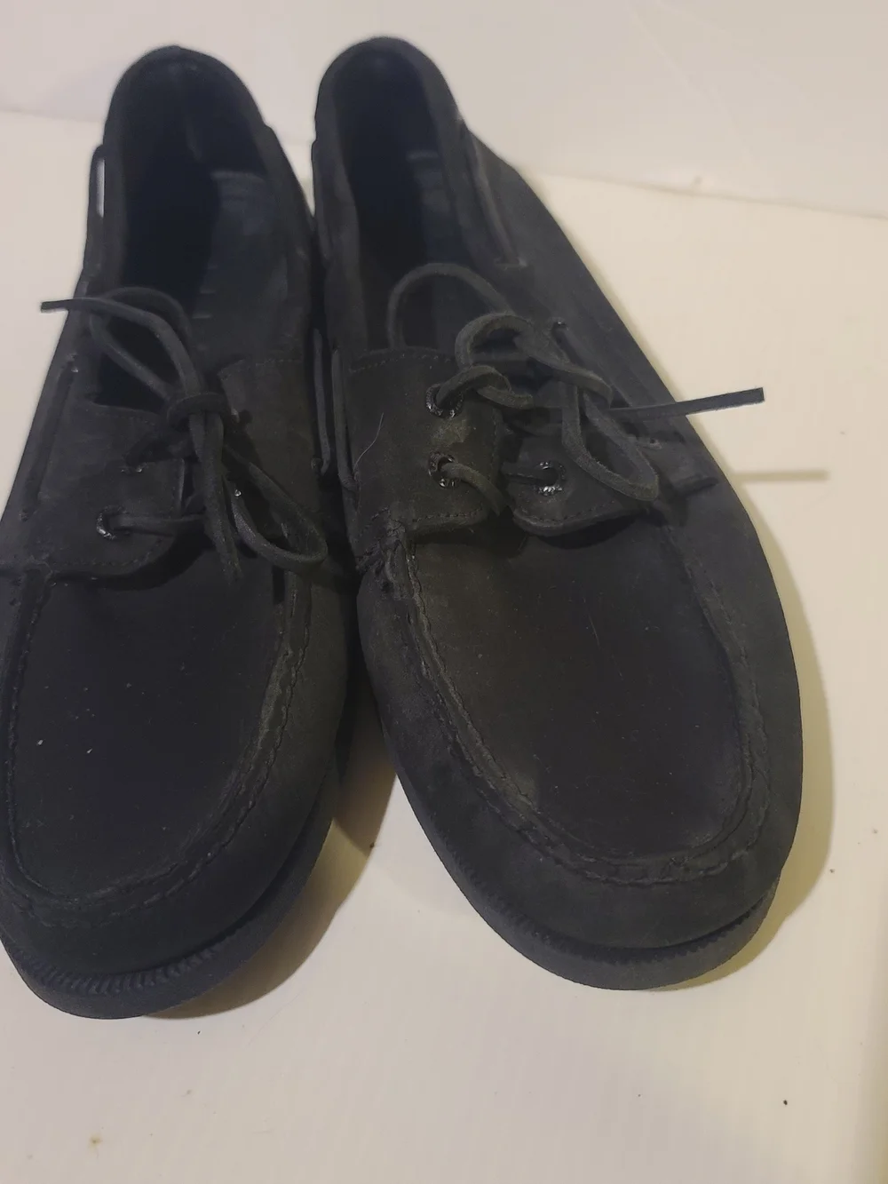 Sperry Men's Authentic Original 2-Eye Boat Shoe Black 10.5 US Leather Moc Toe